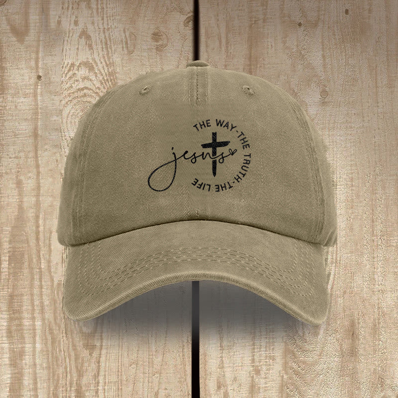 Christianartworkshop Jesus – Der Weg, die Wahrheit, das Leben – Kreuzkreis-Schriftzug – Baseballkappe - Khaki - image 15