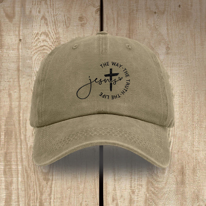 Christianartworkshop Jesus – Der Weg, die Wahrheit, das Leben – Kreuzkreis-Schriftzug – Baseballkappe - Khaki - image 15