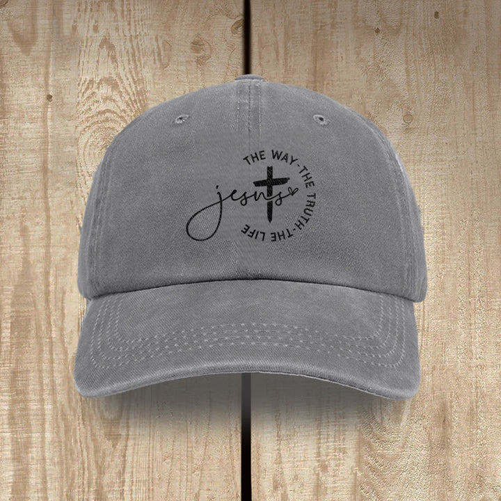 Christianartworkshop Jesus – Der Weg, die Wahrheit, das Leben – Kreuzkreis-Schriftzug – Baseballkappe - Grau - image 10