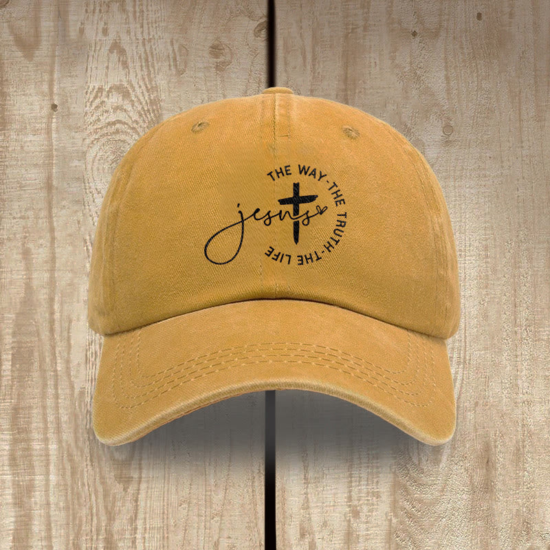 Christianartworkshop Jesus – Der Weg, die Wahrheit, das Leben – Kreuzkreis-Schriftzug – Baseballkappe - Gelb - image 9