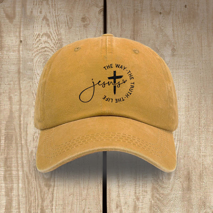 Christianartworkshop Jesus – Der Weg, die Wahrheit, das Leben – Kreuzkreis-Schriftzug – Baseballkappe - Gelb - image 9