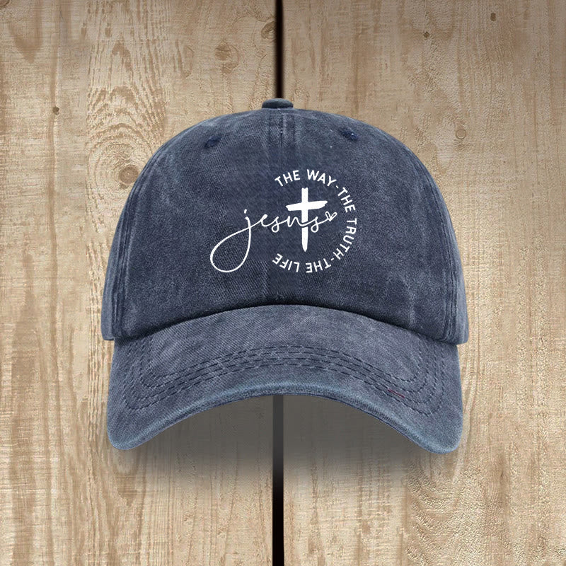 Christianartworkshop Jesus – Der Weg, die Wahrheit, das Leben – Kreuzkreis-Schriftzug – Baseballkappe - Marineblau - image 5