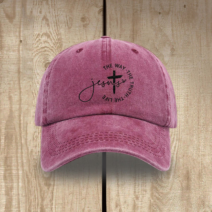 Christianartworkshop Jesus – Der Weg, die Wahrheit, das Leben – Kreuzkreis-Schriftzug – Baseballkappe - Weinrot - image 11