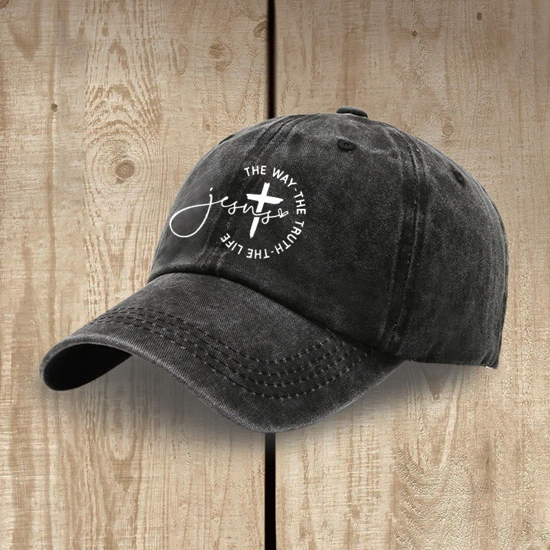 Christianartworkshop Jesus – Der Weg, die Wahrheit, das Leben – Kreuzkreis-Schriftzug – Baseballkappe - image 2