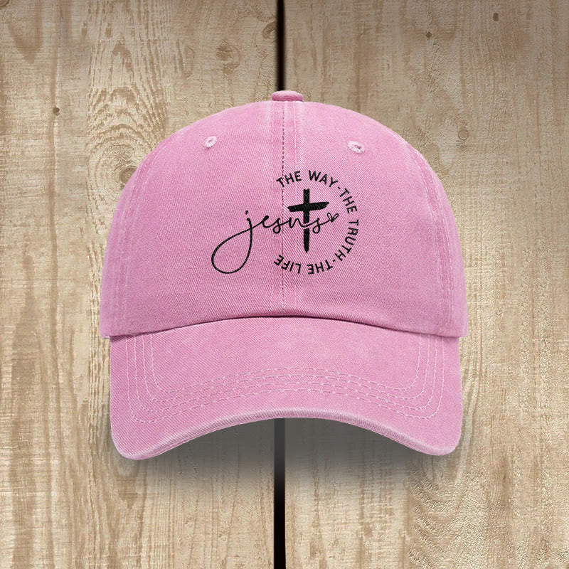 Christianartworkshop Jesus – Der Weg, die Wahrheit, das Leben – Kreuzkreis-Schriftzug – Baseballkappe - Rosa - image 6