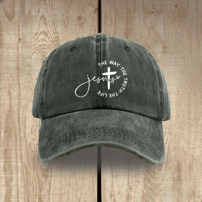 Christianartworkshop Jesus – Der Weg, die Wahrheit, das Leben – Kreuzkreis-Schriftzug – Baseballkappe - Armeegrün - image 13