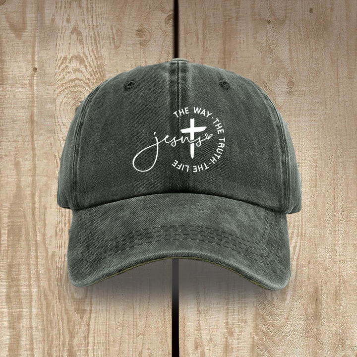 Christianartworkshop Jesus – Der Weg, die Wahrheit, das Leben – Kreuzkreis-Schriftzug – Baseballkappe - Armeegrün - image 13