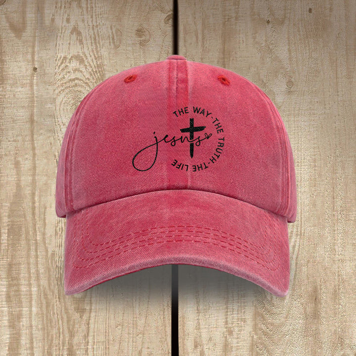 Christianartworkshop Jesus – Der Weg, die Wahrheit, das Leben – Kreuzkreis-Schriftzug – Baseballkappe - Rot - image 7