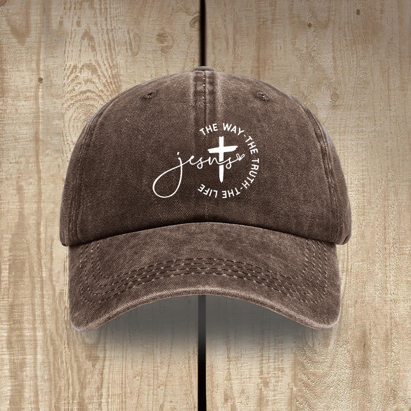 Christianartworkshop Jesus – Der Weg, die Wahrheit, das Leben – Kreuzkreis-Schriftzug – Baseballkappe - Kaffee - image 14