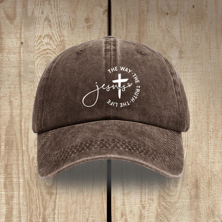Christianartworkshop Jesus – Der Weg, die Wahrheit, das Leben – Kreuzkreis-Schriftzug – Baseballkappe - Kaffee - image 14