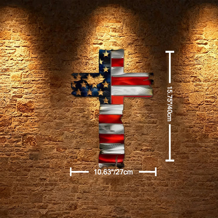 Christianartworkshop Rustikale Wanddekoration aus Metall mit patriotischem Kreuz und amerikanischer Flagge: Ein Symbol unerschrockenen Glaubens - Tiefblau - 10,63''*15,75''/27*40cm - image 8