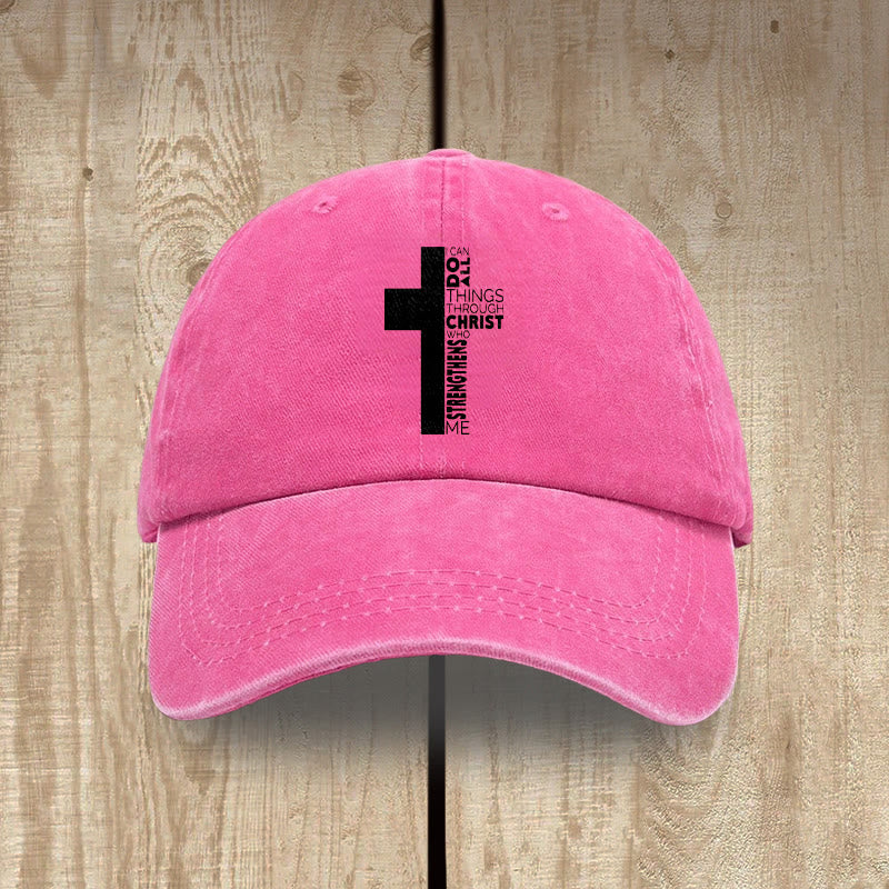 Christianartworkshop Ich vermag alles durch Christus – Kreuzförmige Baseballkappe mit Bibelvers - Rose - image 16