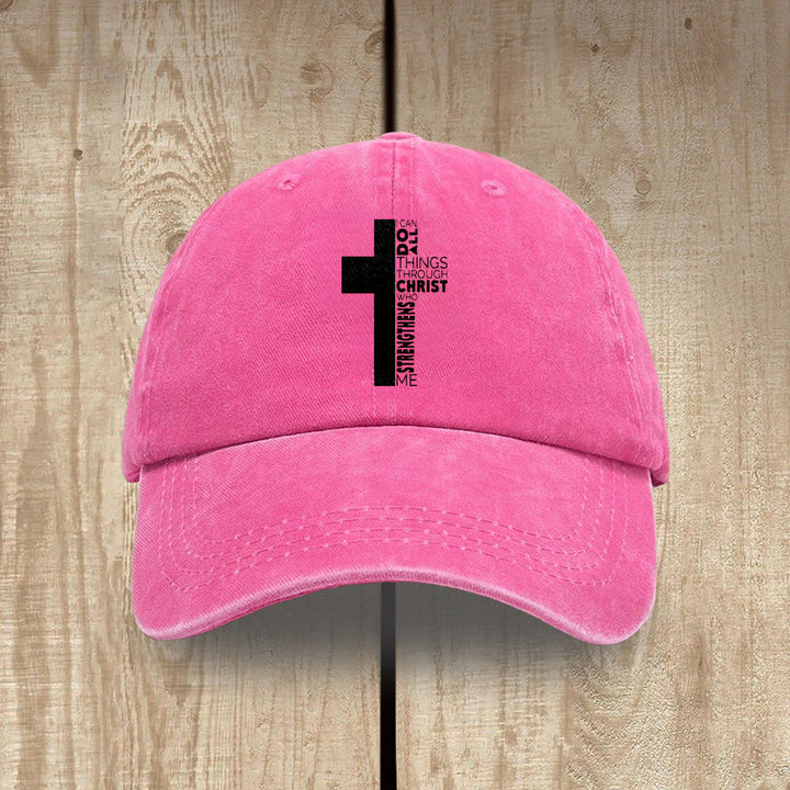 Christianartworkshop Ich vermag alles durch Christus – Kreuzförmige Baseballkappe mit Bibelvers - Rose - image 16