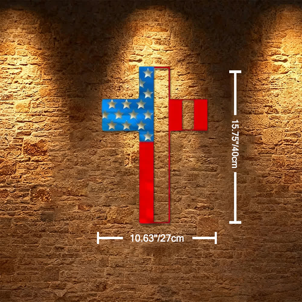 Christianartworkshop Metall-Wanddekoration mit Sternen- und Streifenkreuz: Zeitloses Symbol des Glaubens und des amerikanischen Erbes - 10,63''*15,75''/27*40cm - image 5