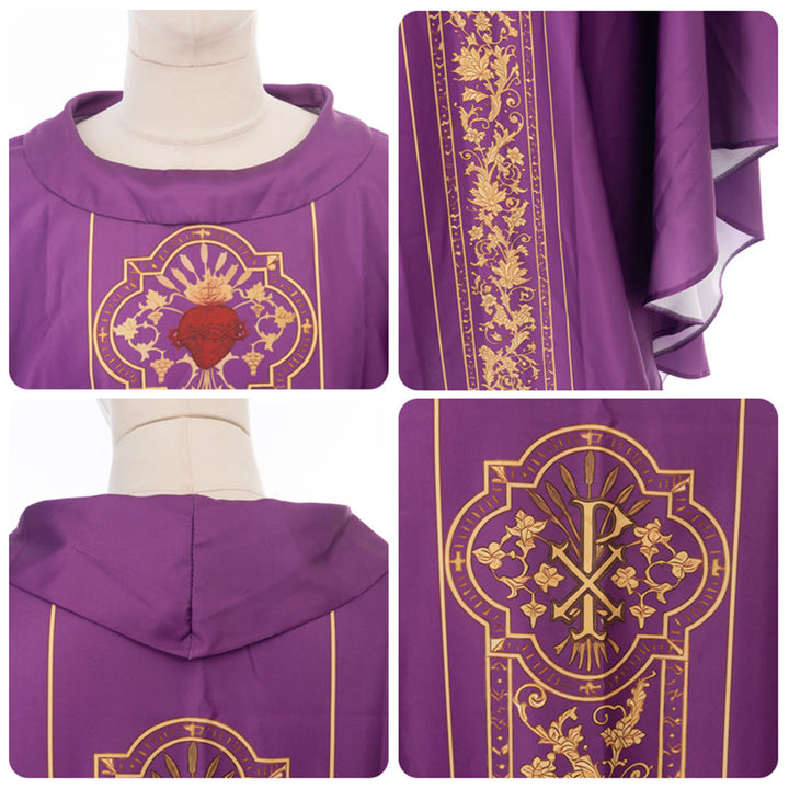 Christianartworkshop Kasel mit Wappen des Heiligen Herzens und floraler Rankenstickerei - image 15