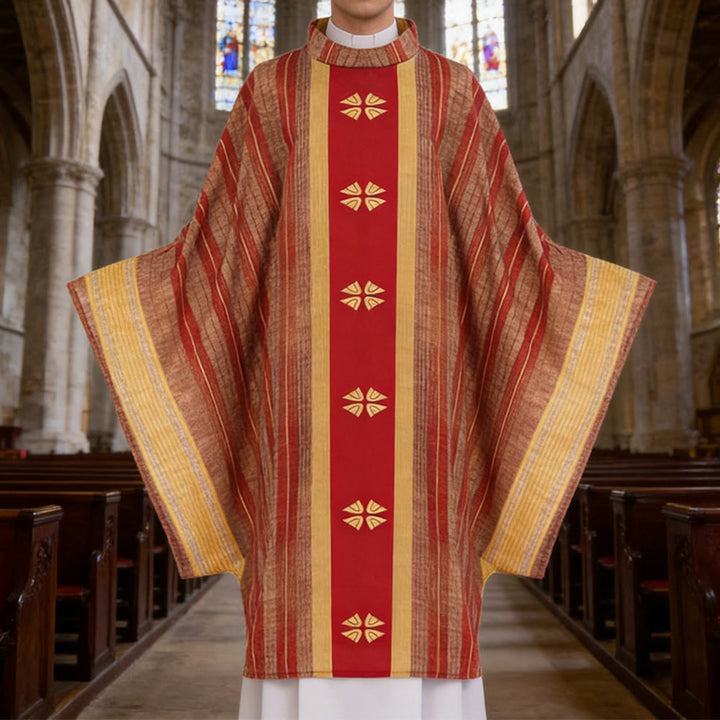 Christianartworkshop Traditionelle Priesterkassel mit Mittelteil und floralen Motiven - Rot - Einheitsgröße passt den meisten - image 3