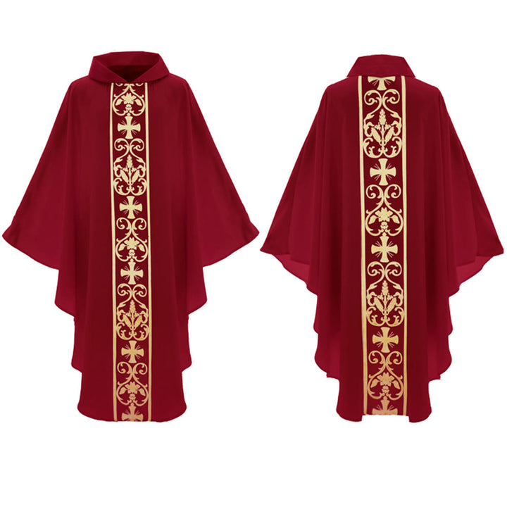 Christianartworkshop Elegante Kasel mit zentralem Kreuz, floraler Ranken- und Weizenstickerei - image 12