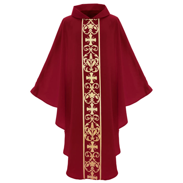 Christianartworkshop Elegante Kasel mit zentralem Kreuz, floraler Ranken- und Weizenstickerei - image 11