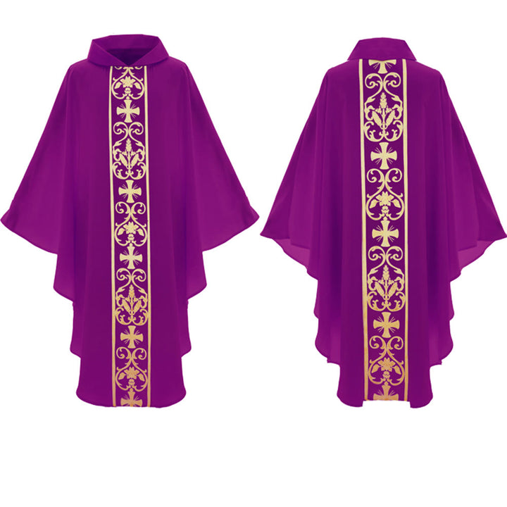 Christianartworkshop Elegante Kasel mit zentralem Kreuz, floraler Ranken- und Weizenstickerei - image 15