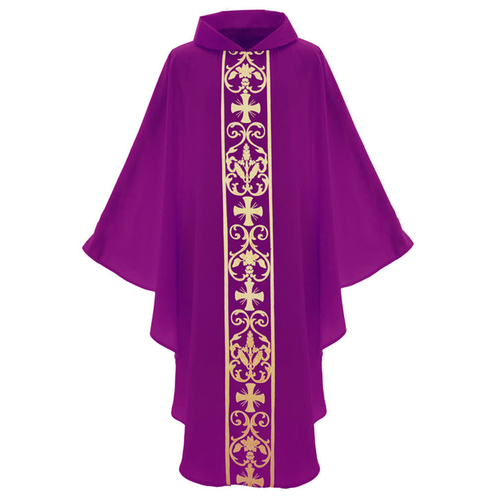 Christianartworkshop Elegante Kasel mit zentralem Kreuz, floraler Ranken- und Weizenstickerei - image 14