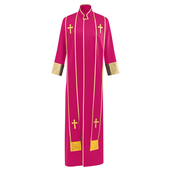 Traditionelle Pastorrobe von Christianartworkshop mit vertikalen Kreuzverzierungen und Ärmelbesatz - Rose - 3XL - image 10