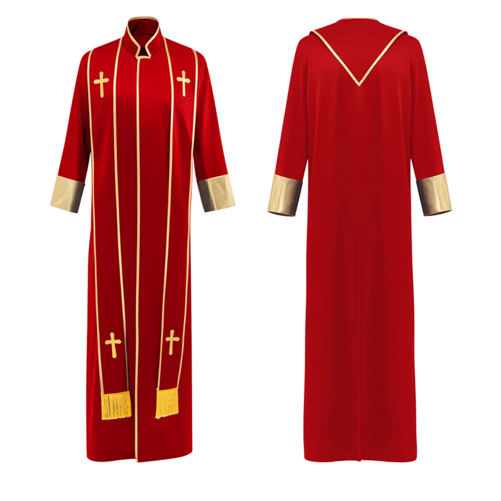 Traditionelle Pastorrobe von Christianartworkshop mit vertikalen Kreuzverzierungen und Ärmelbesatz - image 2