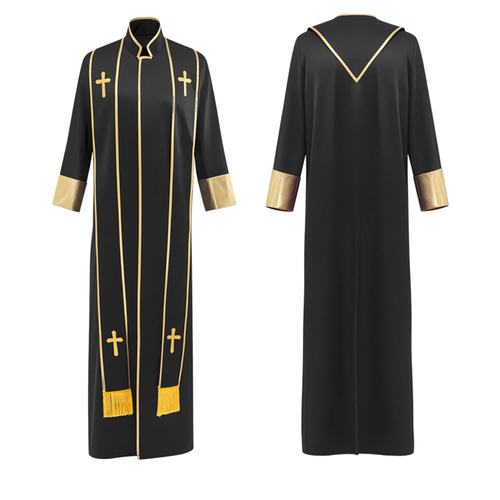 Traditionelle Pastorrobe von Christianartworkshop mit vertikalen Kreuzverzierungen und Ärmelbesatz - image 8
