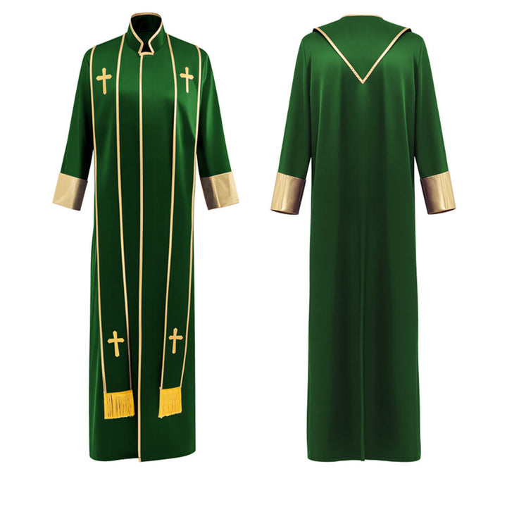 Traditionelle Pastorrobe von Christianartworkshop mit vertikalen Kreuzverzierungen und Ärmelbesatz - image 5