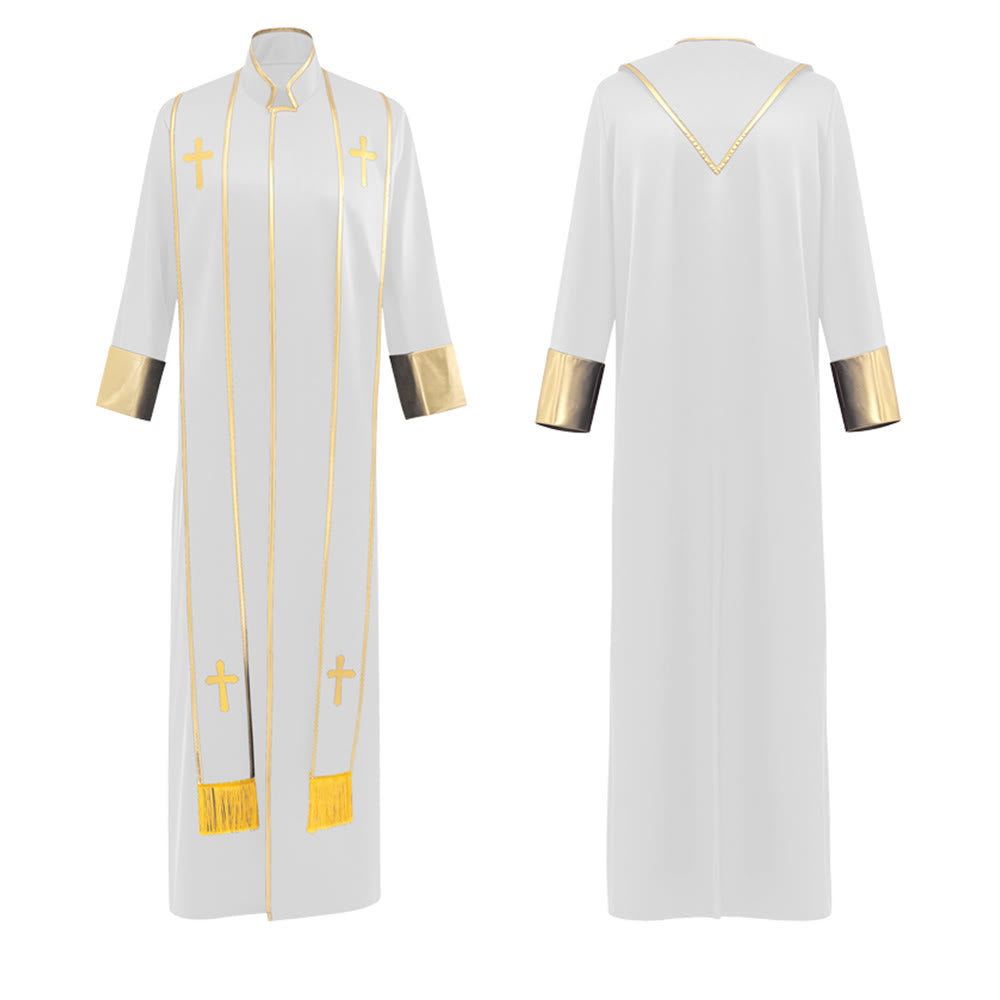 Traditionelle Pastorrobe von Christianartworkshop mit vertikalen Kreuzverzierungen und Ärmelbesatz - image 17