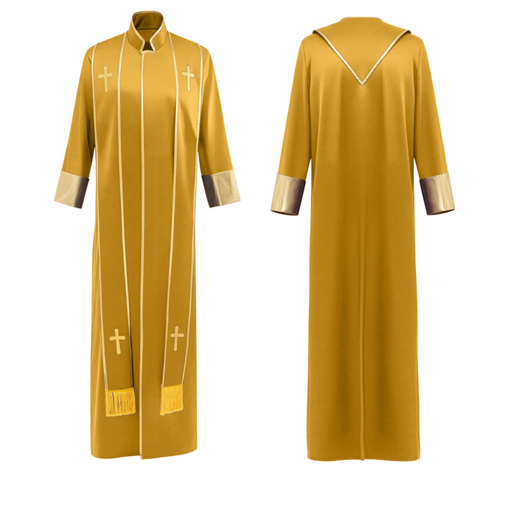 Traditionelle Pastorrobe von Christianartworkshop mit vertikalen Kreuzverzierungen und Ärmelbesatz - image 26