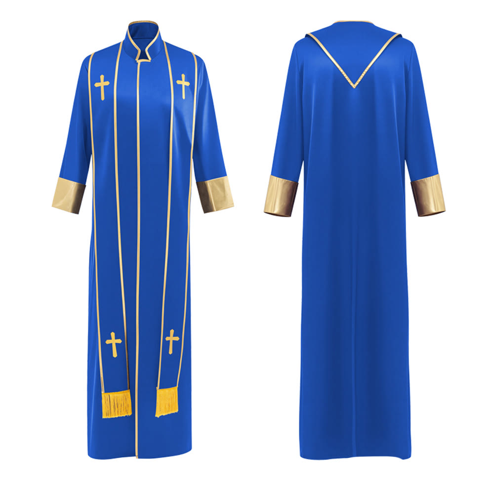 Traditionelle Pastorrobe von Christianartworkshop mit vertikalen Kreuzverzierungen und Ärmelbesatz - image 14