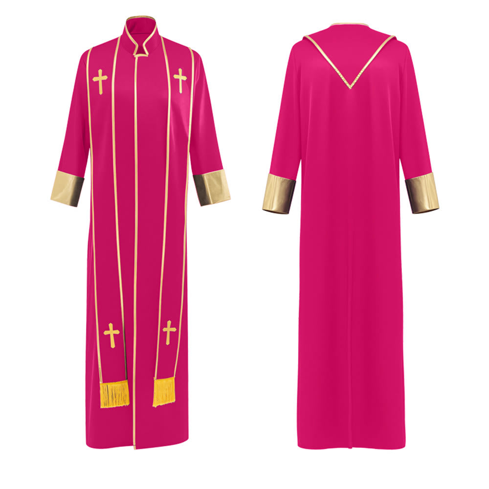 Traditionelle Pastorrobe von Christianartworkshop mit vertikalen Kreuzverzierungen und Ärmelbesatz - image 11
