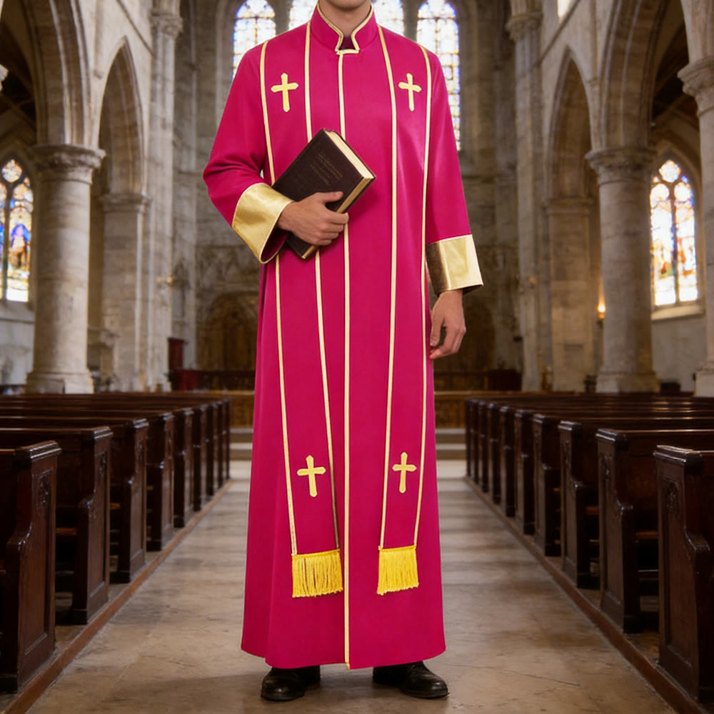 Traditionelle Pastorrobe von Christianartworkshop mit vertikalen Kreuzverzierungen und Ärmelbesatz - image 9
