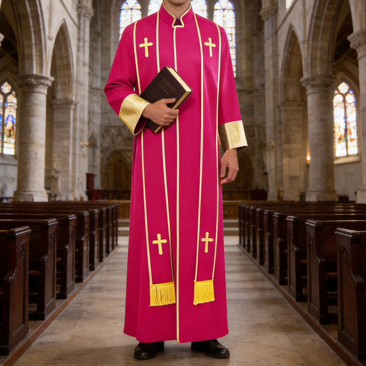 Traditionelle Pastorrobe von Christianartworkshop mit vertikalen Kreuzverzierungen und Ärmelbesatz - image 9