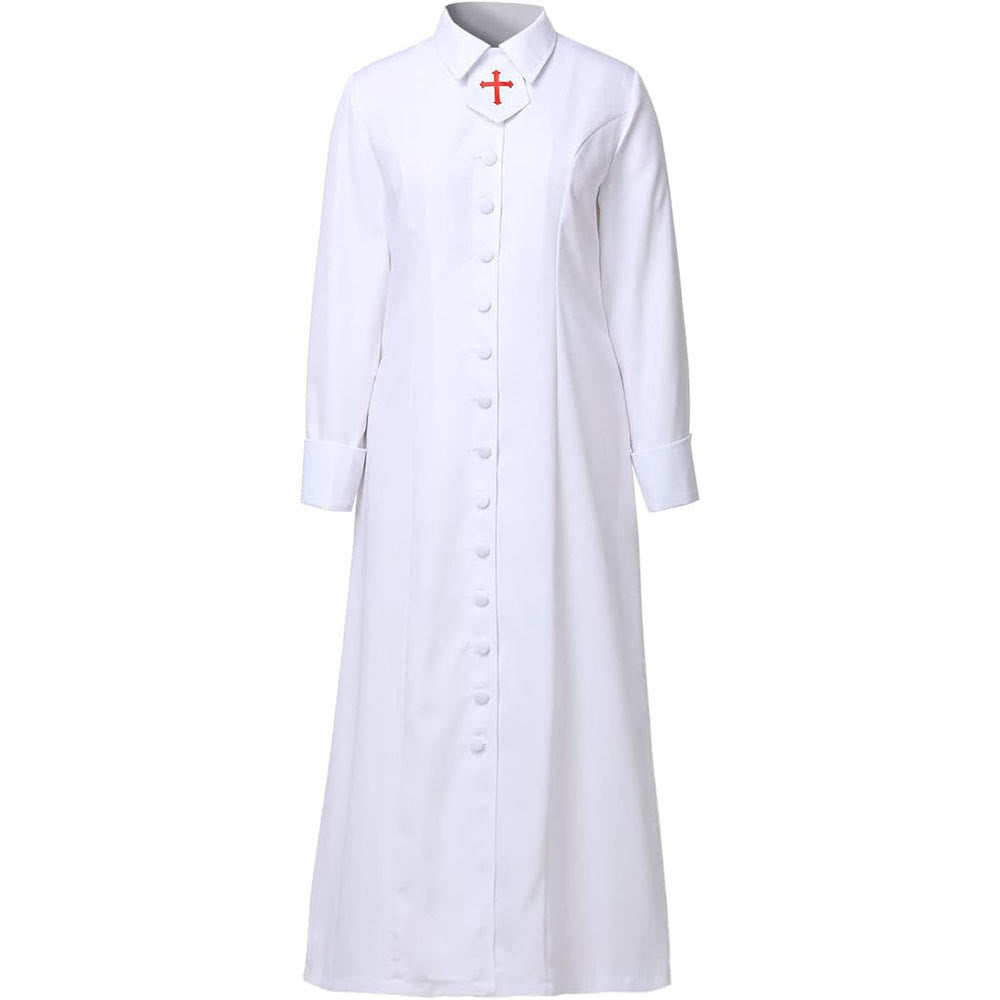 Christianartworkshop Damen-Pastorenrobe mit Kragen, Kreuzmotiv und femininer Silhouette - Weiß - 3XL - image 1