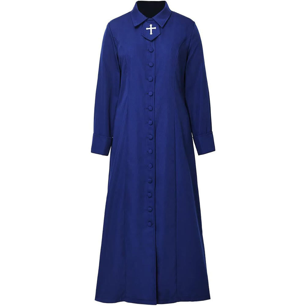 Christianartworkshop Damen-Pastorenrobe mit Kragen, Kreuzmotiv und femininer Silhouette - Blau - 3XL - image 10