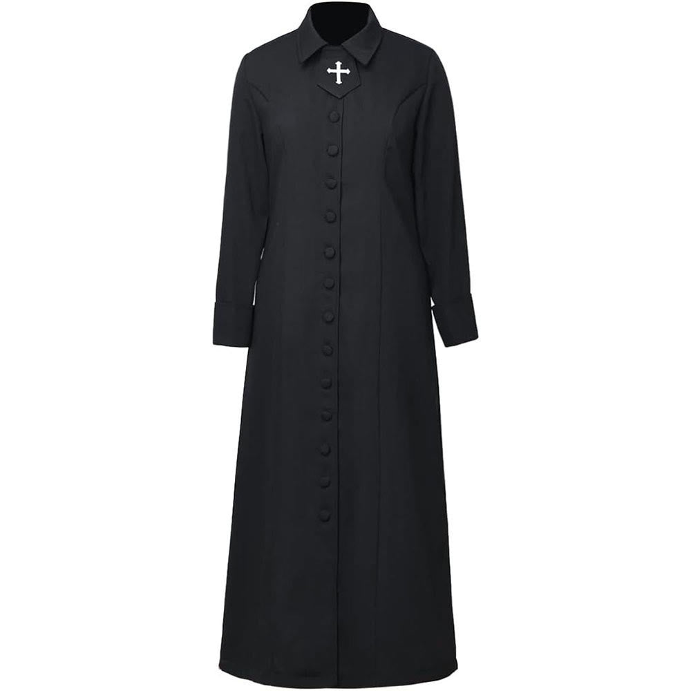 Christianartworkshop Damen-Pastorenrobe mit Kragen, Kreuzmotiv und femininer Silhouette - Schwarz - 3XL - image 4