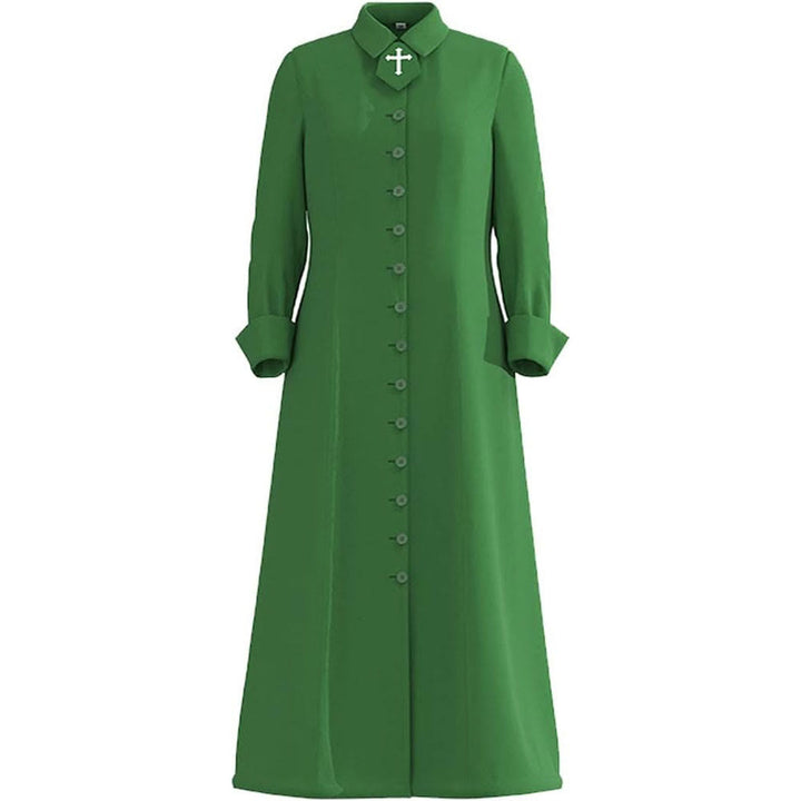 Christianartworkshop Damen-Pastorenrobe mit Kragen, Kreuzmotiv und femininer Silhouette - Grün - 3XL - image 13