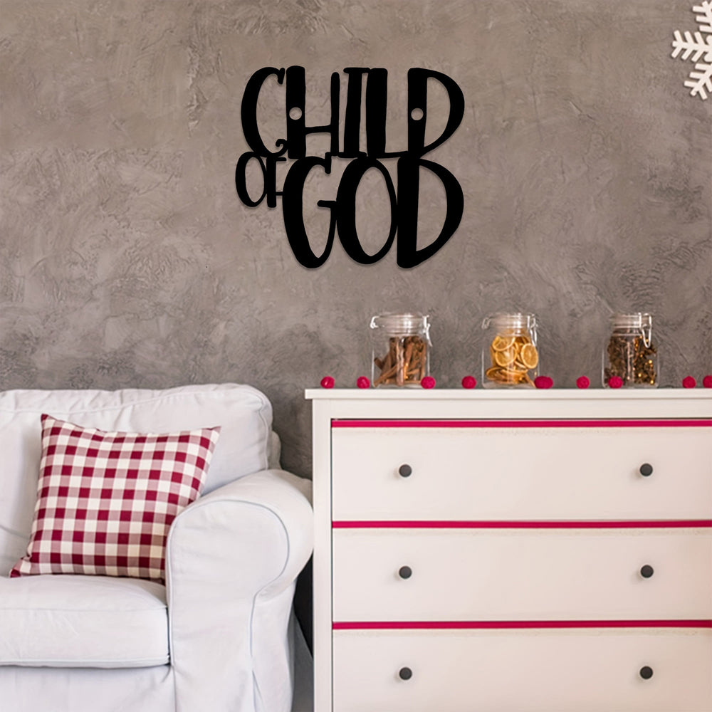 Christianartworkshop Wanddekor aus Metall in geschwungener Schrift „Kind Gottes“: Ein kühnes Bekenntnis zur göttlichen Identität - image 1