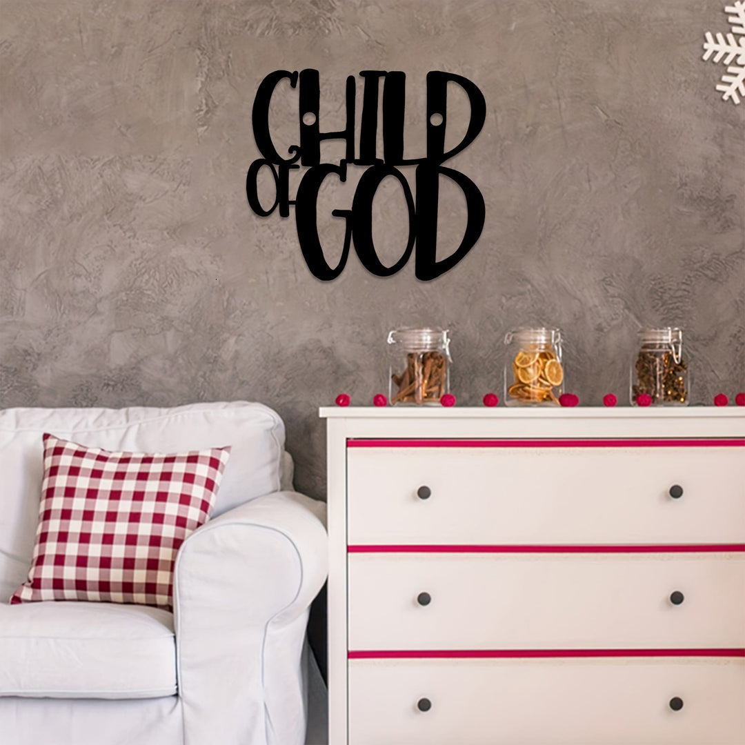 Christianartworkshop Wanddekor aus Metall in geschwungener Schrift „Kind Gottes“: Ein kühnes Bekenntnis zur göttlichen Identität - image 1