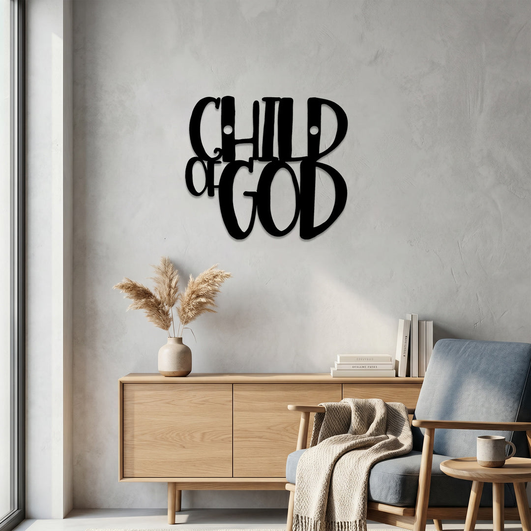 Christianartworkshop Wanddekor aus Metall in geschwungener Schrift „Kind Gottes“: Ein kühnes Bekenntnis zur göttlichen Identität - image 4