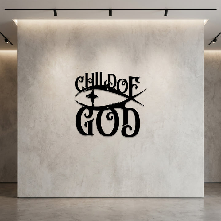 Christianartworkshop Wanddekoration „Ichthys-Kreuz, Kind Gottes“ aus Metall: Ein mutiges Bekenntnis zur geliebten Identität - image 2