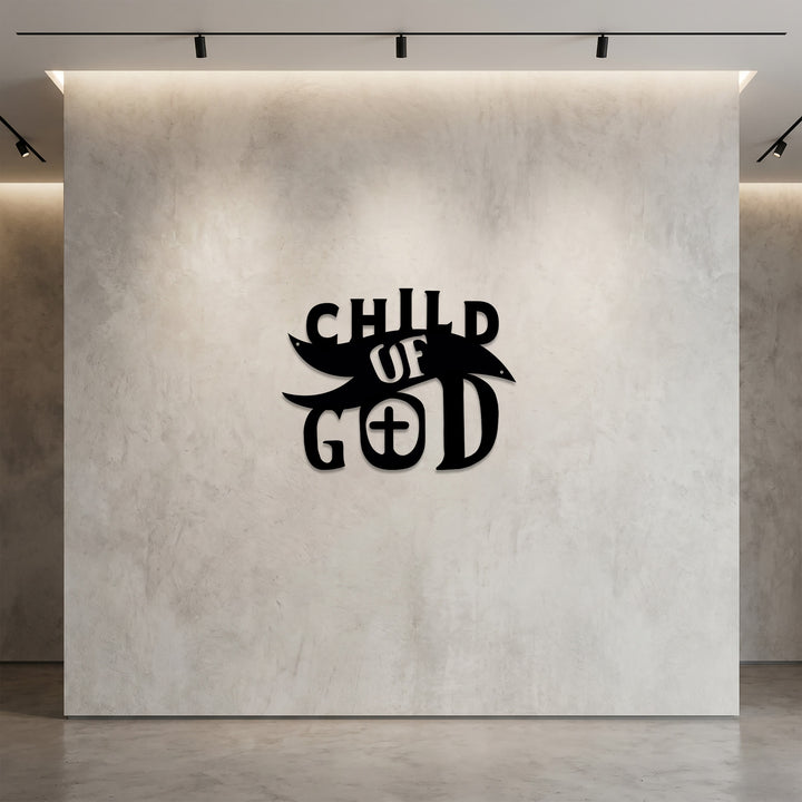 Christianartworkshop Kind Gottes mit Kreuz im Buchstaben O – Wanddekoration aus Metall: Ein mutiges Bekenntnis zur geliebten Identität - image 2