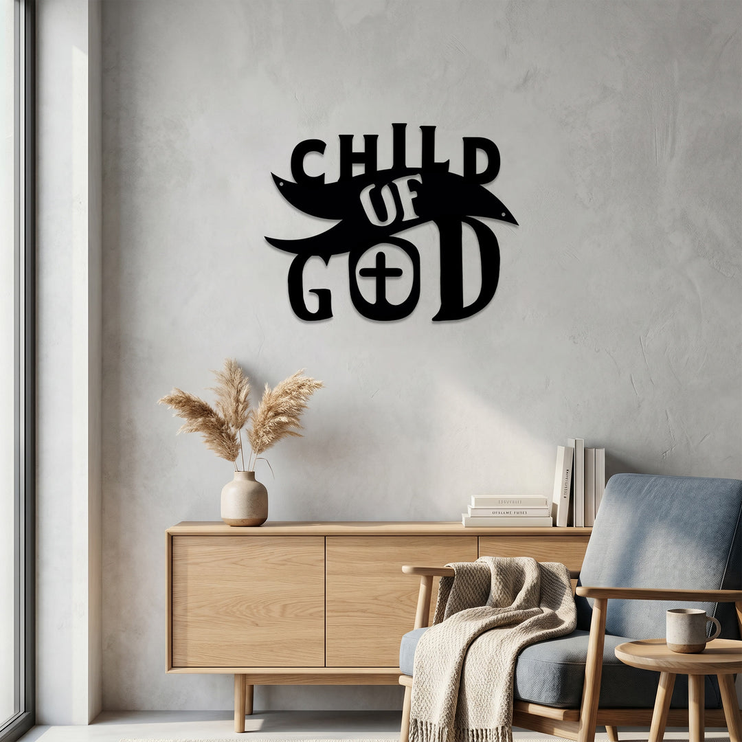 Christianartworkshop Kind Gottes mit Kreuz im Buchstaben O – Wanddekoration aus Metall: Ein mutiges Bekenntnis zur geliebten Identität - image 3
