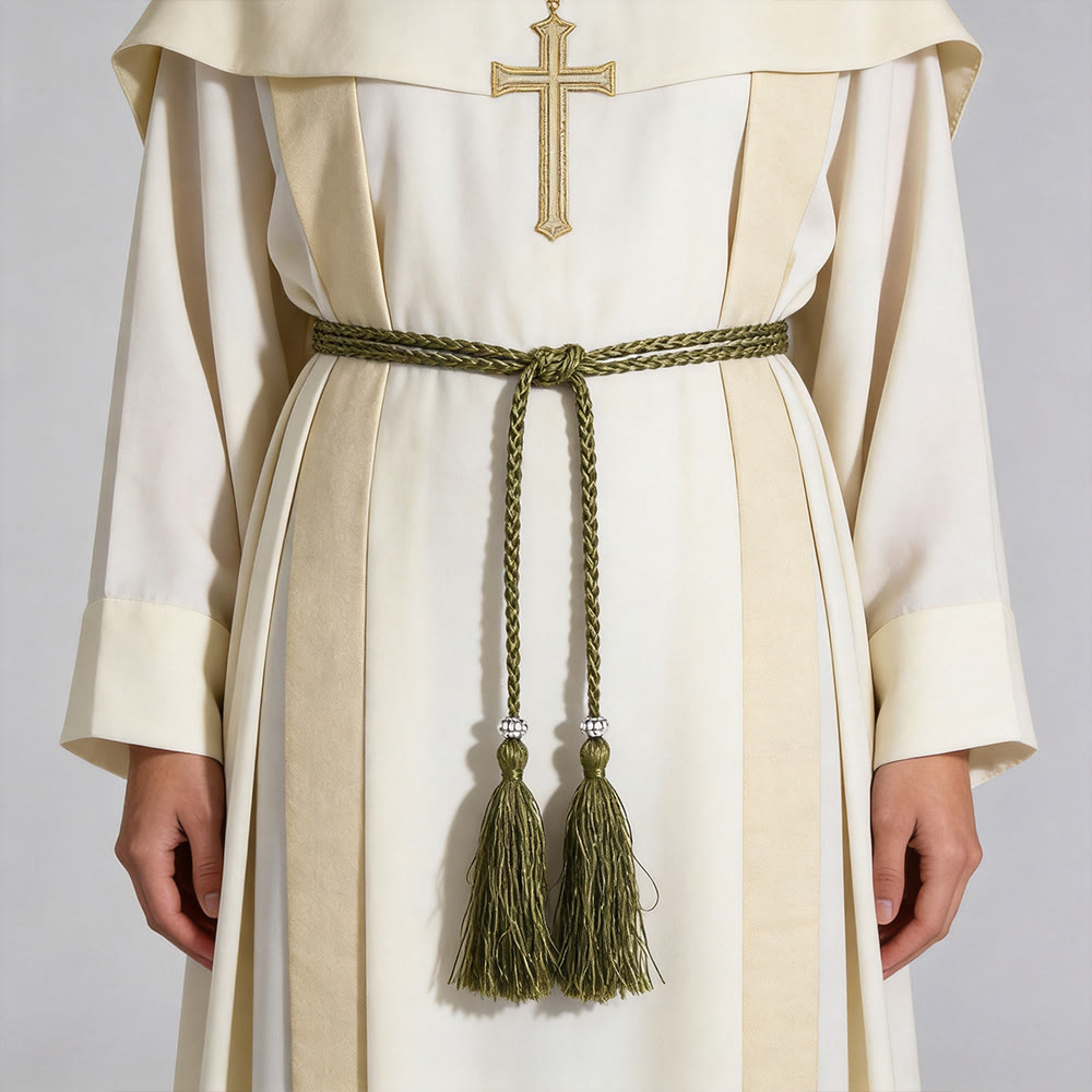 Christianartworkshop Geflochtener Gürtel mit Verzierungen und Quasten: Ein sakrales liturgisches Accessoire - Olivgrün - image 12