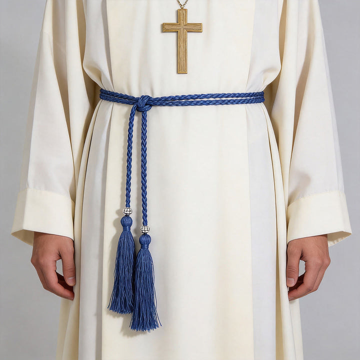 Christianartworkshop Geflochtener Gürtel mit Verzierungen und Quasten: Ein sakrales liturgisches Accessoire - Blau - image 14