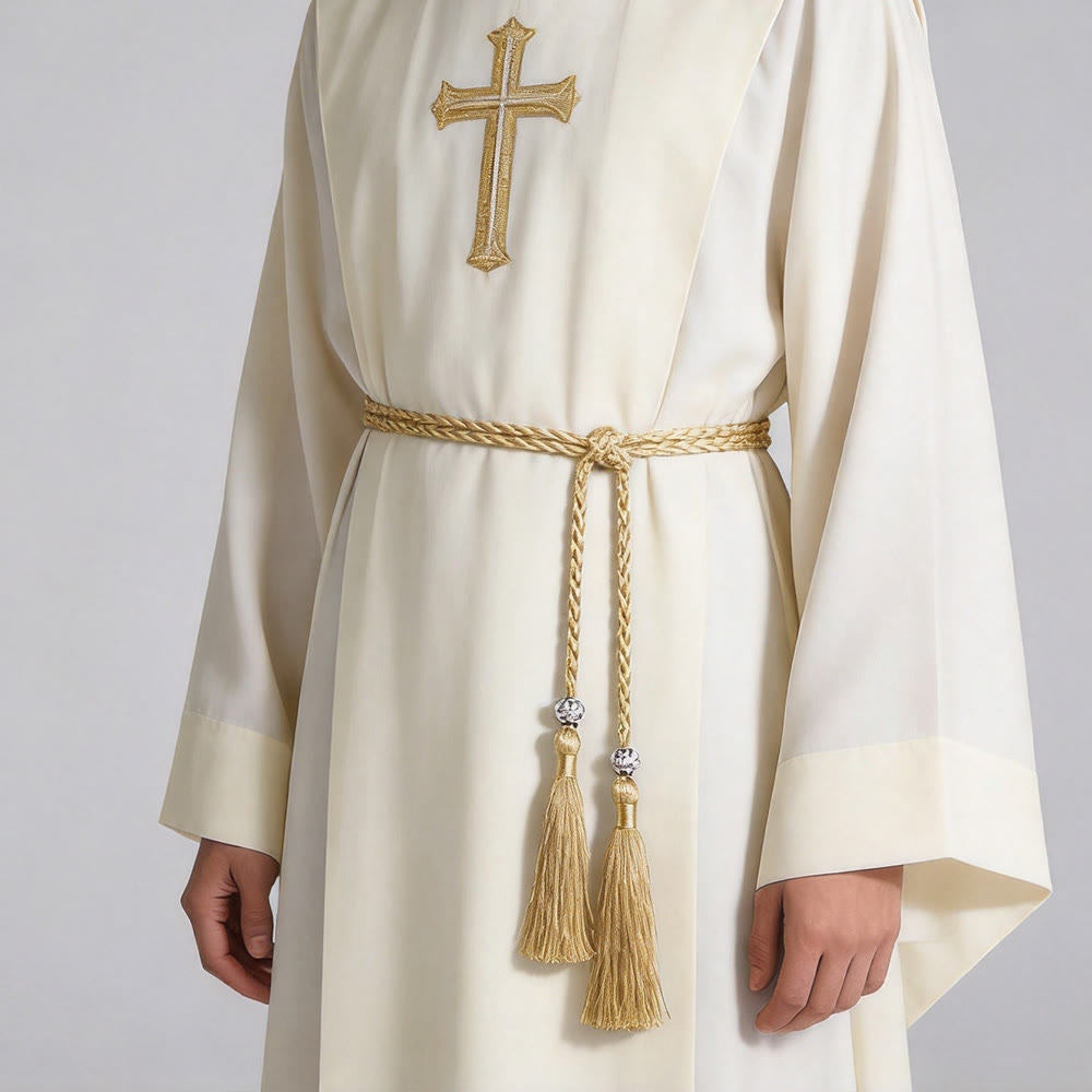 Christianartworkshop Geflochtener Gürtel mit Verzierungen und Quasten: Ein sakrales liturgisches Accessoire - Gold - image 8