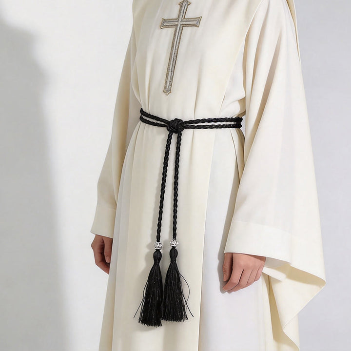 Christianartworkshop Geflochtener Gürtel mit Verzierungen und Quasten: Ein sakrales liturgisches Accessoire - Dunkelgrün - image 10