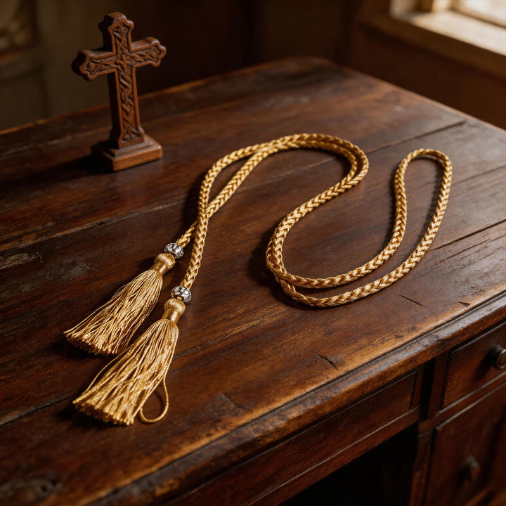 Christianartworkshop Geflochtener Gürtel mit Verzierungen und Quasten: Ein sakrales liturgisches Accessoire - image 9
