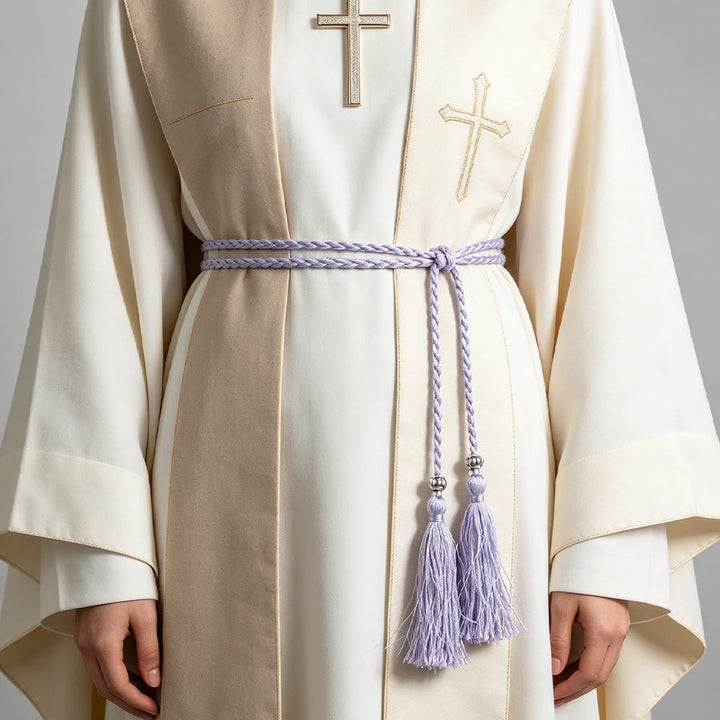 Christianartworkshop Geflochtener Gürtel mit Verzierungen und Quasten: Ein sakrales liturgisches Accessoire - Hellviolett - image 16